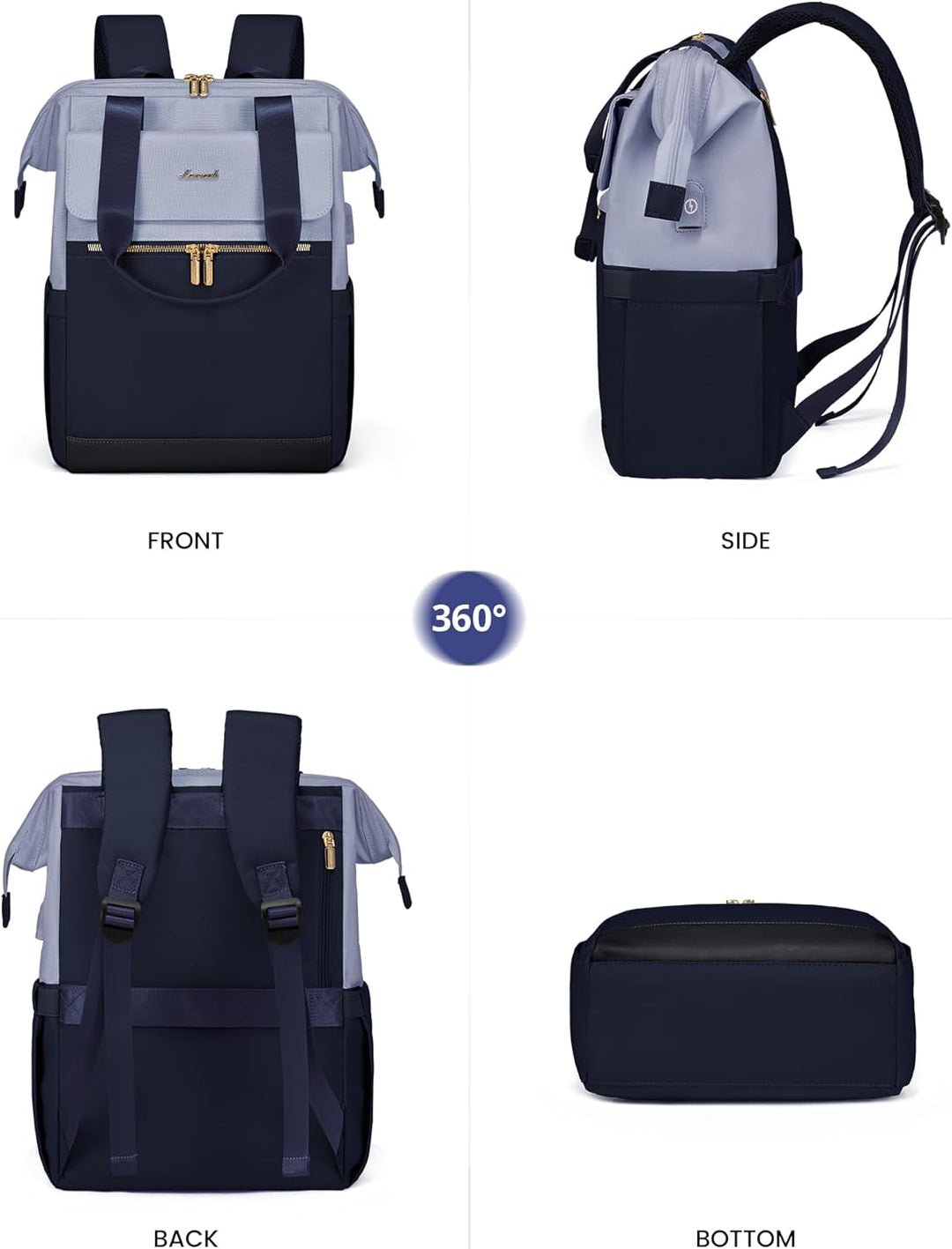 LOVEVOOK Rucksack Blau, Moderner Laptop Schulrucksack, Schultasche Teenager Backpack Women Elegant T