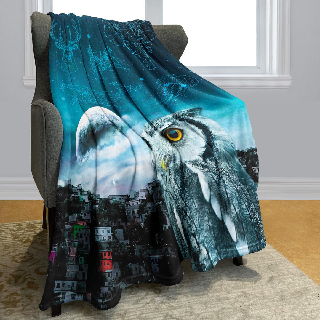 YISUMEI Kuscheldecke Eule Decke Flauschige Weich Fleecedecke für Sofa Bett,135x200cm 135 x 200 cm, 1