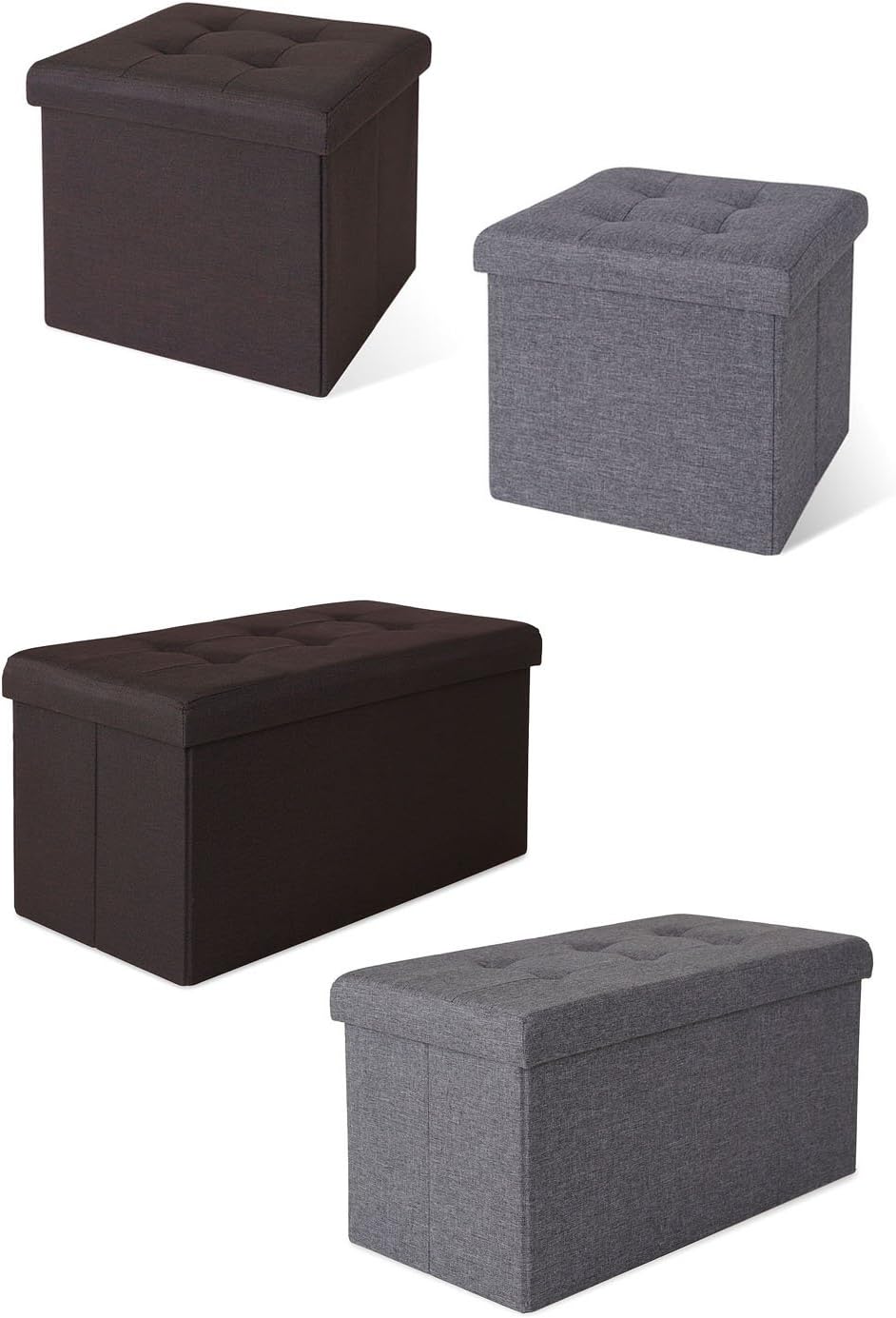 dibea Sitzhocker faltbar max 300 kg Leinen, 76x38x38 cm braun, 76x38x38 cm Braun