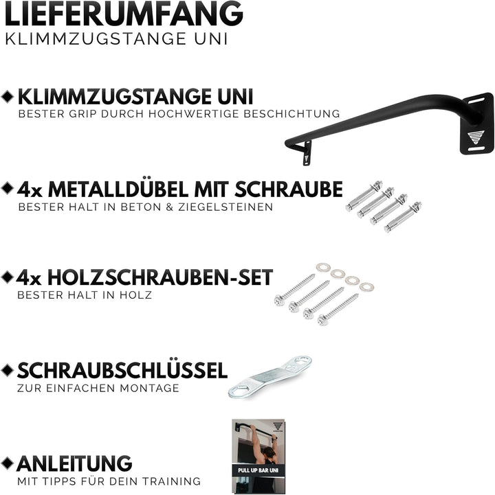 GORNATION Klimmzugstange zur Wandmontage, Pull-up Bar, Multifunktionale Klimmzugstange mit Rutschfes
