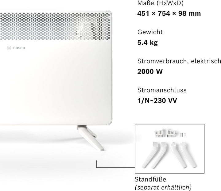 Bosch Heat Convector 4000-20 - Elektrischer Konvektor für Räume bis zu 20 m² - Individuell Einstellb