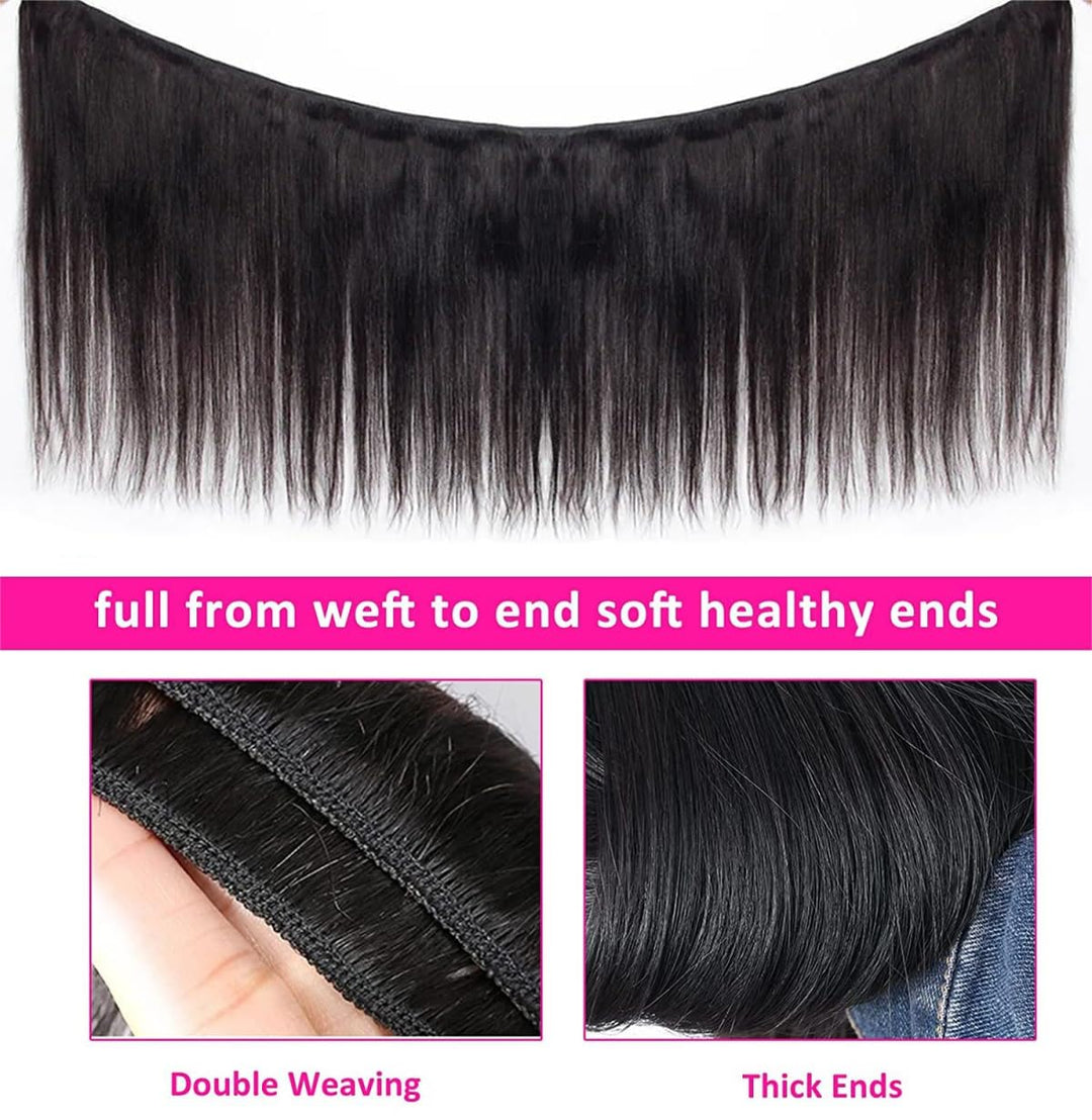 Unipearl Glatt Human Hair 3 Bundles Extensions Echthaar 16 18 20 Zoll，Straight Brasilianische Haare
