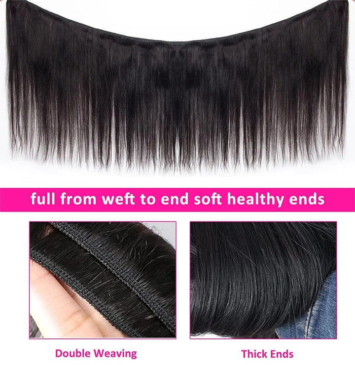 Unipearl Glatt Human Hair 3 Bundles Extensions Echthaar 16 18 20 Zoll，Straight Brasilianische Haare