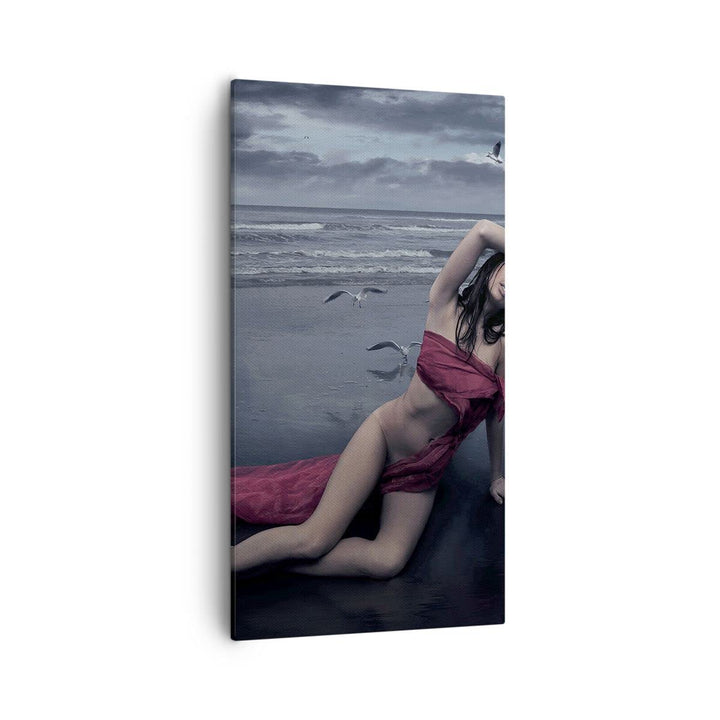 Bilder auf Leinwand 55x100cm Leinwandbild mit Rahmen Modell Möwe Vogel Natur Gross Wanddeko Bild Sch