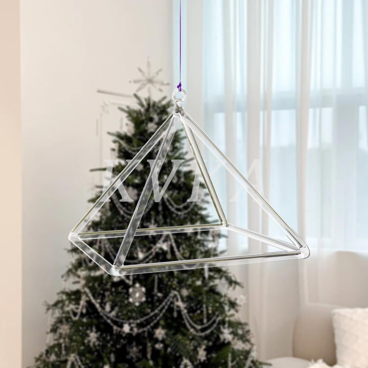 KVKA Transparent Crystal Singing Pyramid with Mallet &amp; Bag - Elegant Sound Healing Decor for Meditat
