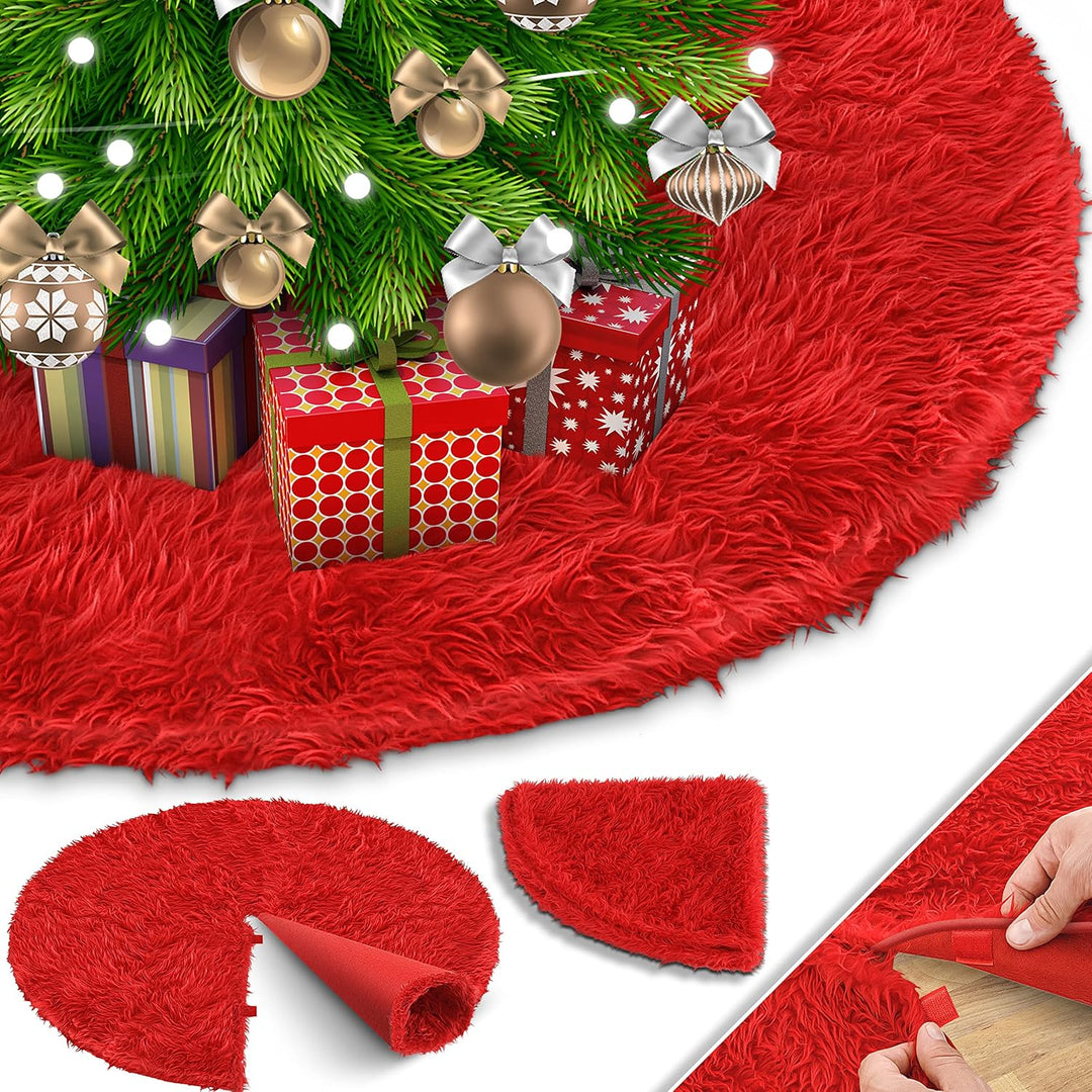 KESSER® Weihnachtsbaumdecke Tannenbaum Decke Christbaumdecke kunstfell Ø 150cm, Rund Teppich Filz Pl