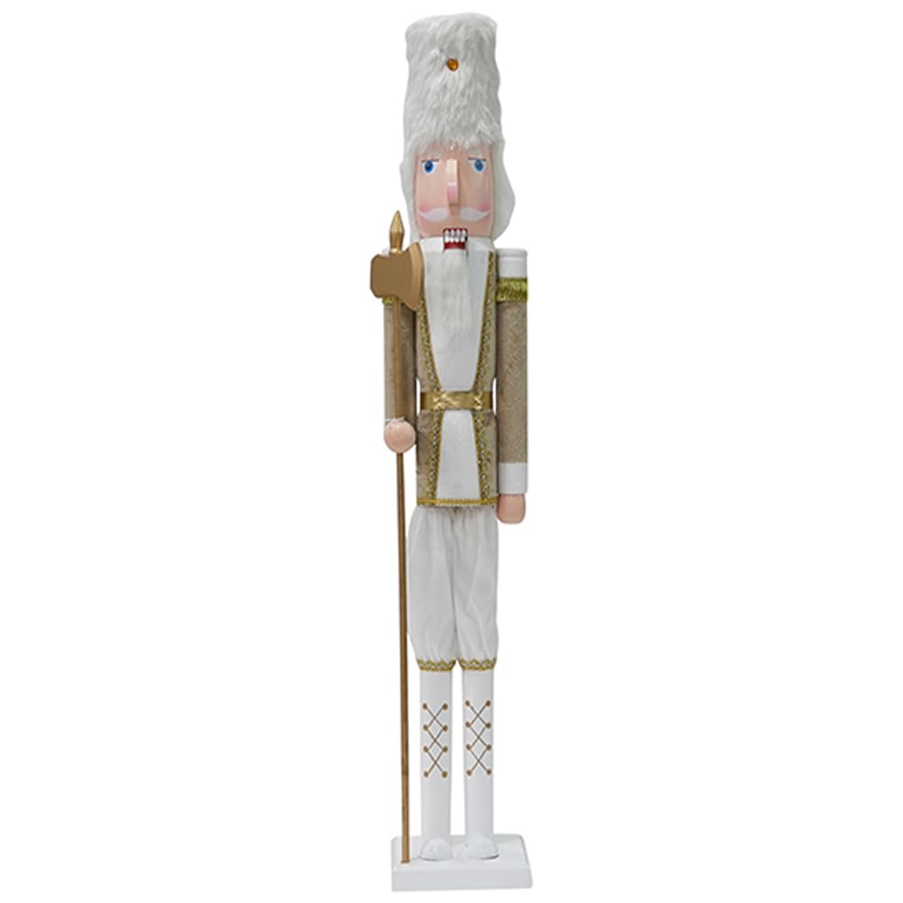 BAKAJI Riesiger Weihnachts-Nussknacker-Soldat aus Holz Höhe 106 cm Bemalte Kleidung Bart und Haare a