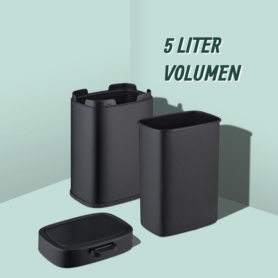 Relaxdays Küchenmülleimer 5 L, hängender Biomüllbehälter, Inneneimer, Aufhängung & Klebepads, Türmül
