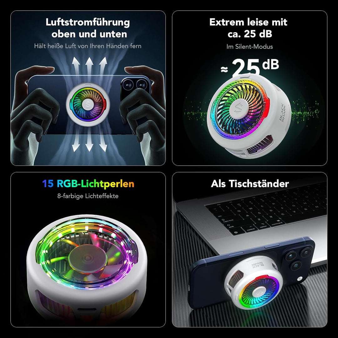Black Shark FunCooler 6 Magnetic Phone Cooler für Gaming, Tragbarer Handy Kühler mit RGB-Beleuchtung