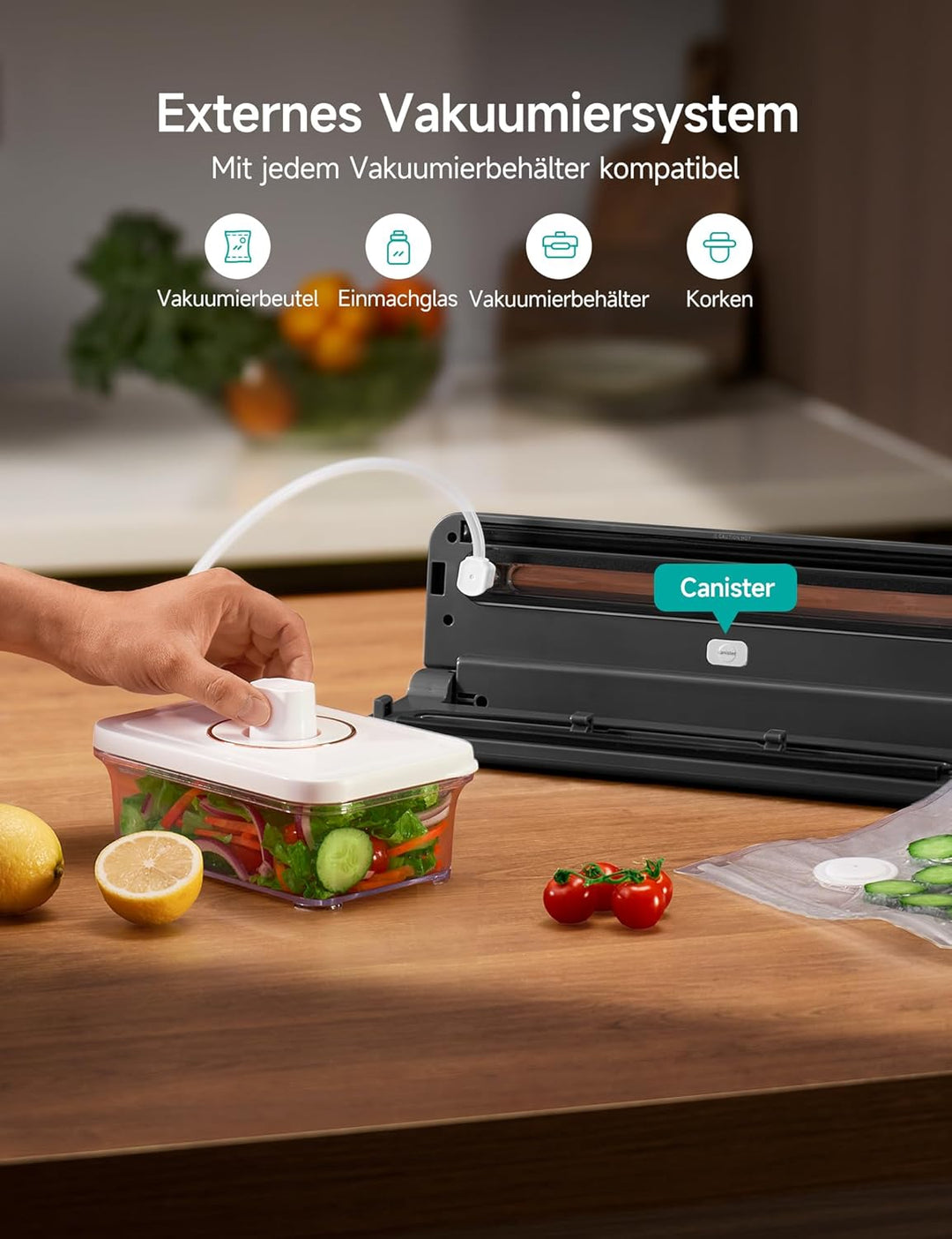 HiCOZY H600 Vakuumiergerät für lebensmittel, Vakuumierer mit Leistungsstarke Doppelversiegelung, für