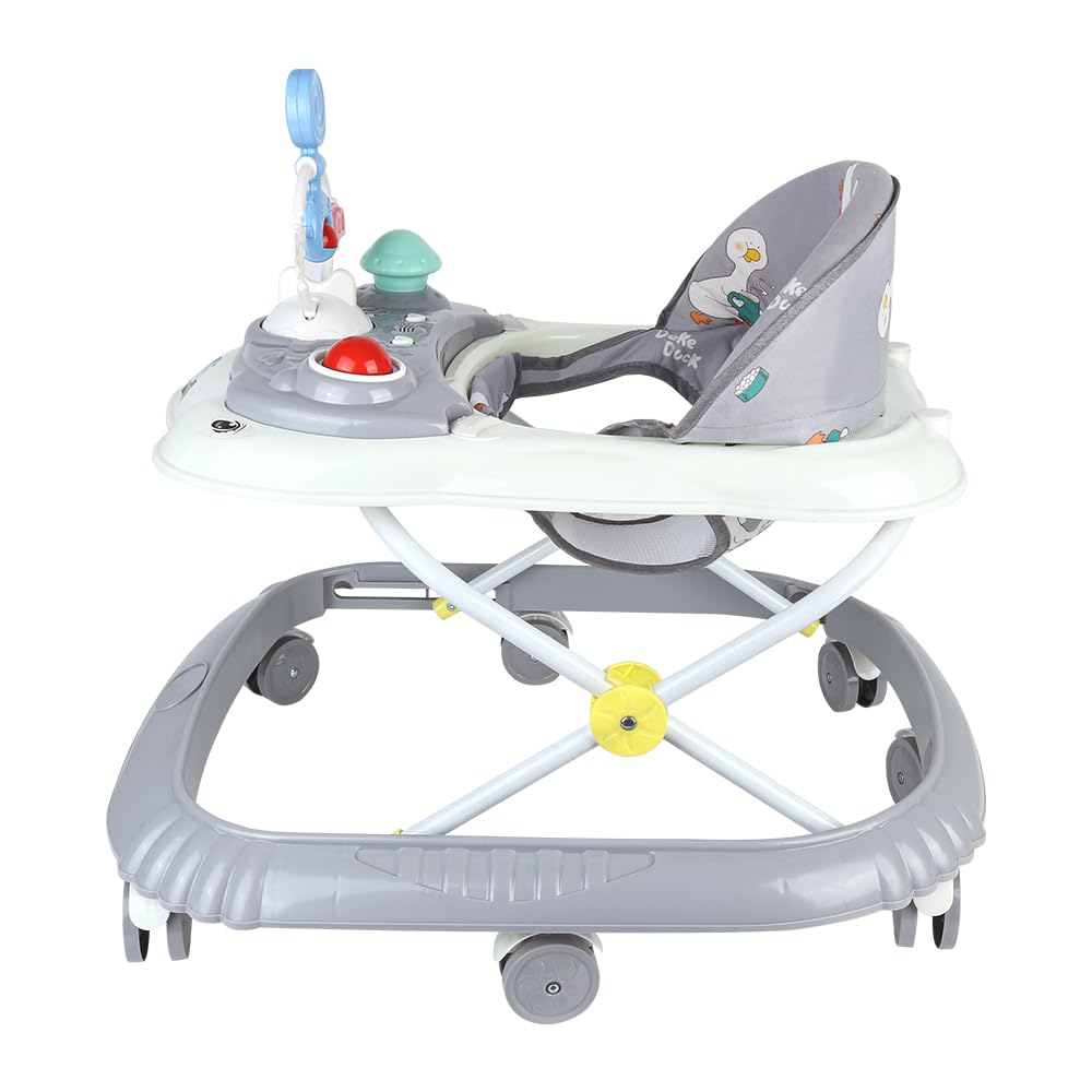 Lauflernhilfe 4-in-1, Grau, mit Schieberfunktion, mitwachsender Schritt für Babys, mit Spieluhr und