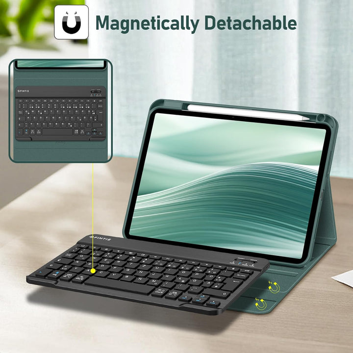 FINTIE Hülle mit Tastatur für iPad Pro 11 Zoll 2025/2024 (M5/M4), Soft TPU Rückseite Gehäuse Schutzh