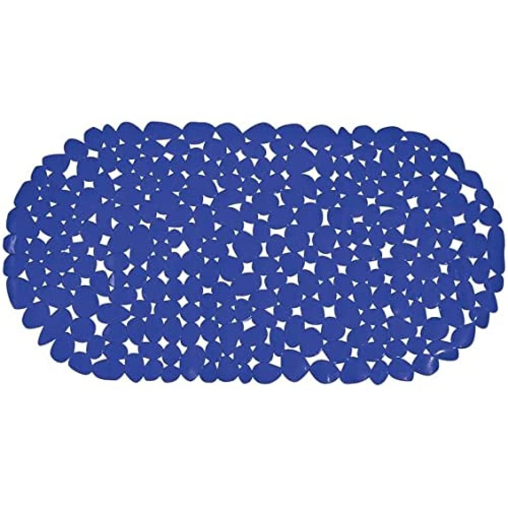 MSV Badewannenmatte, Textil, Blau, 39 x 99cm, Blue, Kieselsteine Dunkelblau 99 x 39 cm (Rechteckig)