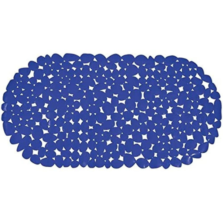 MSV Badewannenmatte, Textil, Blau, 39 x 99cm, Blue, Kieselsteine Dunkelblau 99 x 39 cm (Rechteckig)