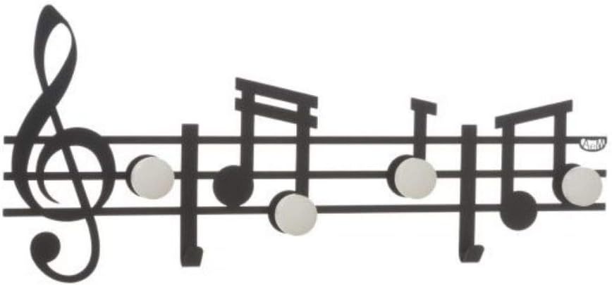 TREBLE CLEF AND NOTE SET OF 3 COAT HANGERS ITALIAN DESIGN - BLACK by Artiemestieri