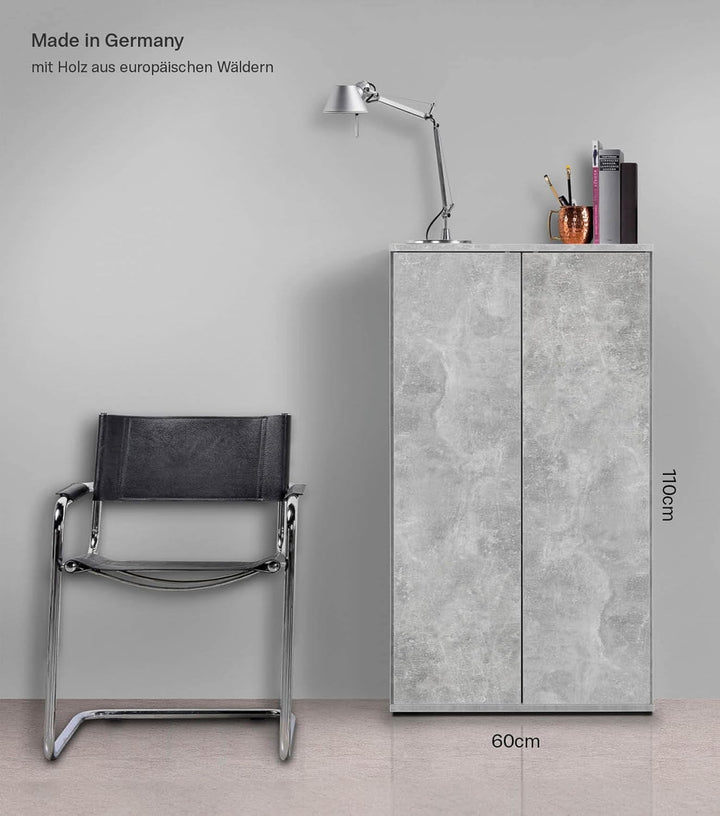 mokebo Mehrzweckschrank Büroschrank 'Der Schlanke' (60x110 cm) aus Holz schmaler Aktenschrank oder H