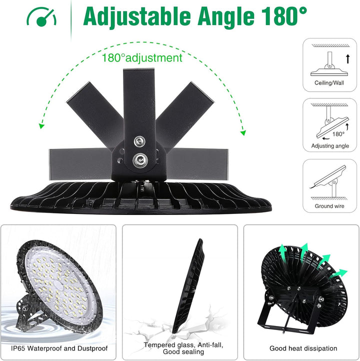 Viugreum Led Hallenstrahler, 300W UFO LED, 6000K-6500K Kaltweiss 120°Abstrahlwinkel Industrielampe,