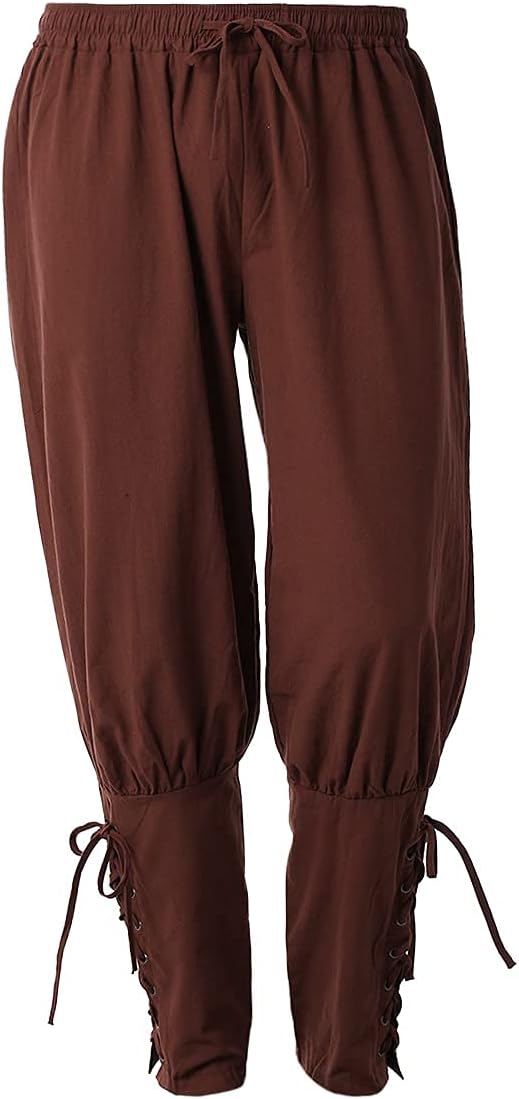 COSDREAMER Herren Mittelalterhose Wikinger Piraten Kostümhose Braun XXL XXL Braun, XXL Braun