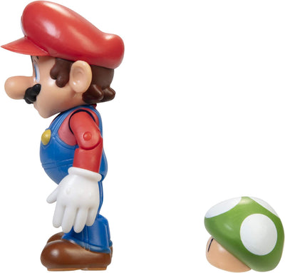 Nintendo JAKKS – 406754 Super Mario – Mario mit 1 up Mushroom – 10cm Spielfigur