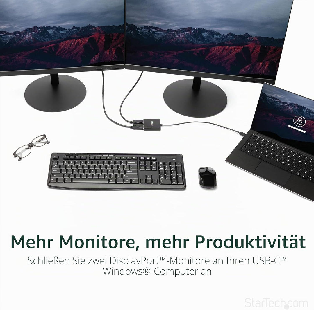 StarTech.com USB-C auf Dual DisplayPort 1.2 Adapter, USB-C Multi-Monitor MST Hub, Dual 4K 30Hz/1080p