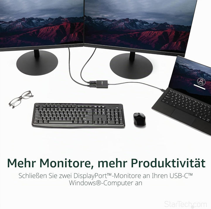StarTech.com USB-C auf Dual DisplayPort 1.2 Adapter, USB-C Multi-Monitor MST Hub, Dual 4K 30Hz/1080p