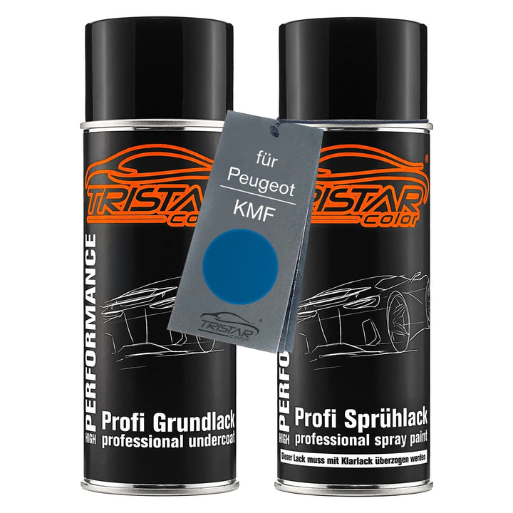 TRISTARcolor Autolack Spraydosen Set für Peugeot KMF Bleu Recife Metallic/Aegean Blue Metallic Grund