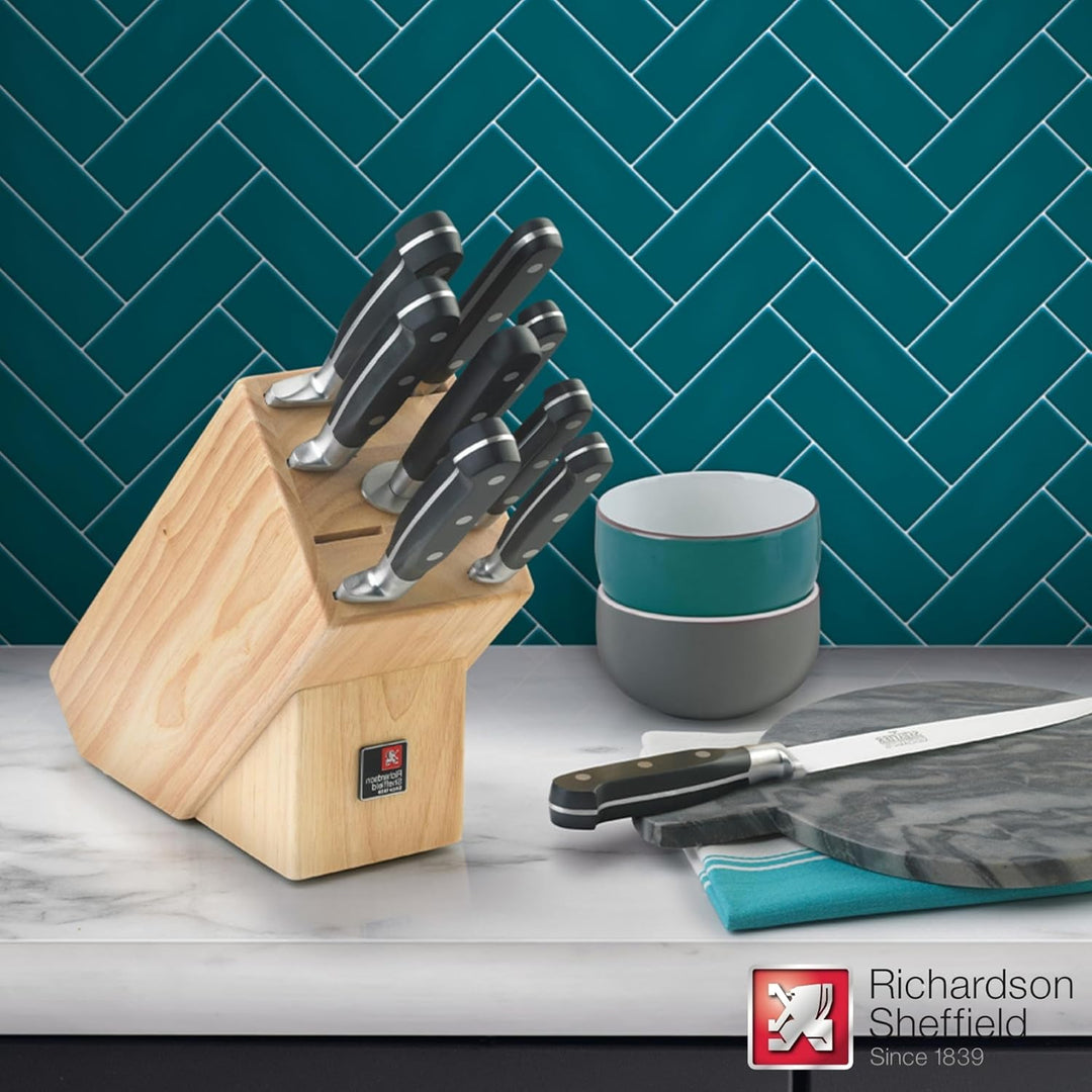 Richardson Sheffield V SABATIER Messerblock mit Messer Set, 10-teilig, scharfe Messer, Chrom-Molybdä