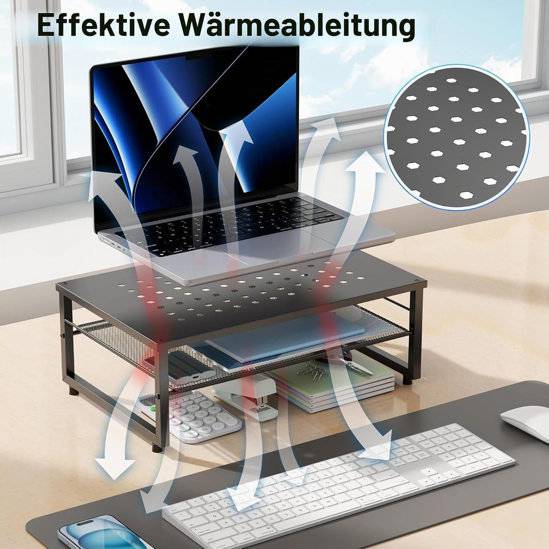 Schreibtisch-Organizer und Zubehör, 2-stufiger Monitorständer aus Metall, Monitor-Organizer für den