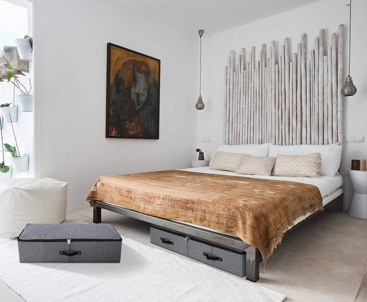 Omygarden Faltbare Unterbett Aufbewahrungsbox mit Kunststoff-Stützfutter,Decken Kleidung Tröster Auf