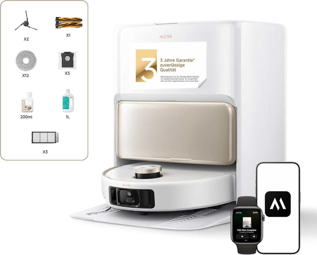 Mova V50 Ultra Complete Saugroboter mit Wischfunktion, Einer Saugkraft von 24.000 Pa, anhebbare Navi