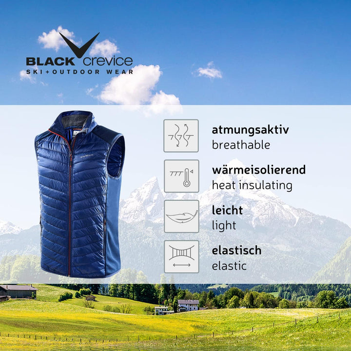 Black Crevice Herren-Hybrid-Weste I Herren-Sportweste Grössen I Herren-Outdoor-Weste I isolierende &