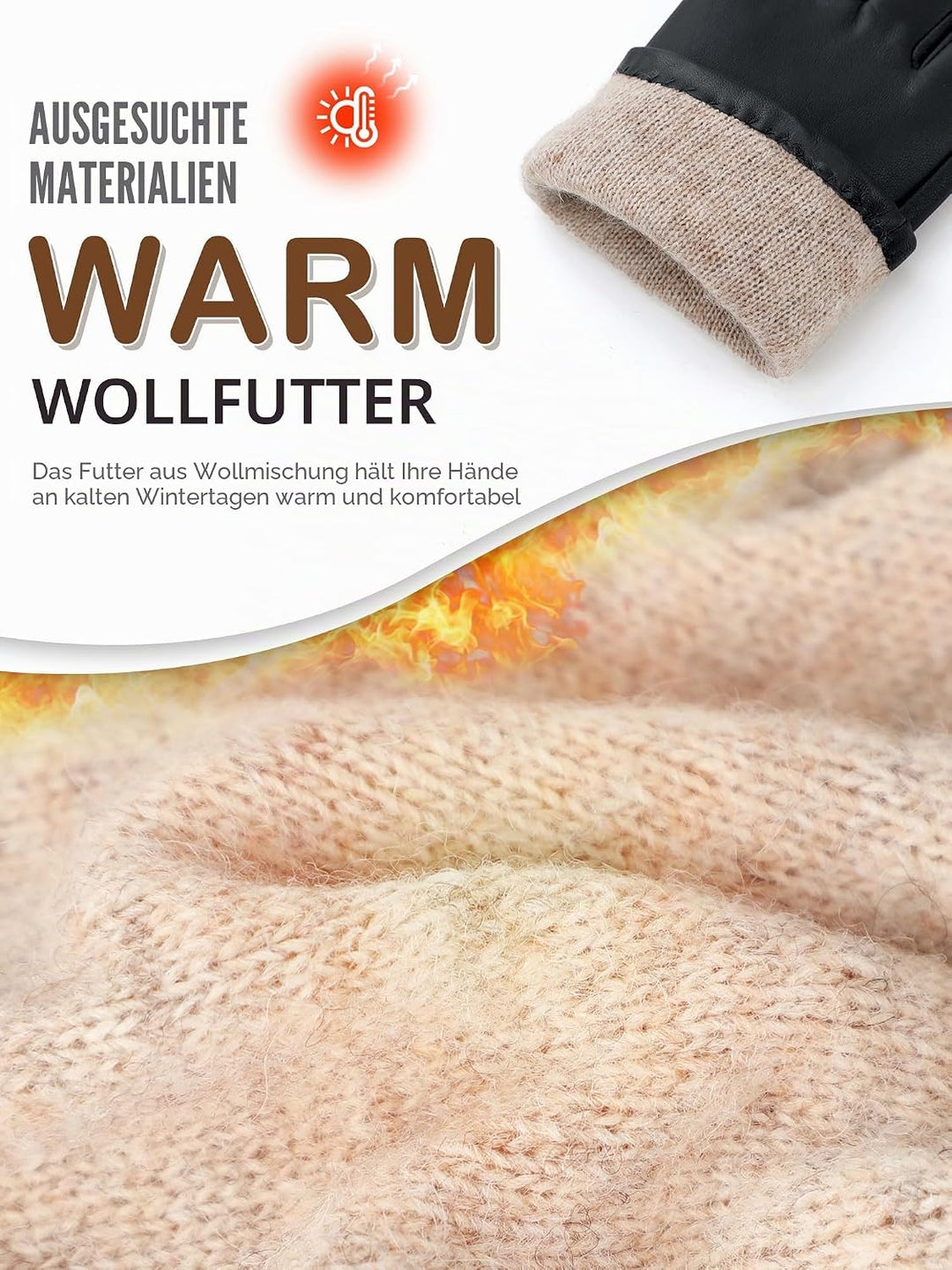GSG SINCE 1998 Lederhandschuhe Damen aus chromfreiem Lammfell, Gefüttert mit Wolle/Kunstfell, Thermo