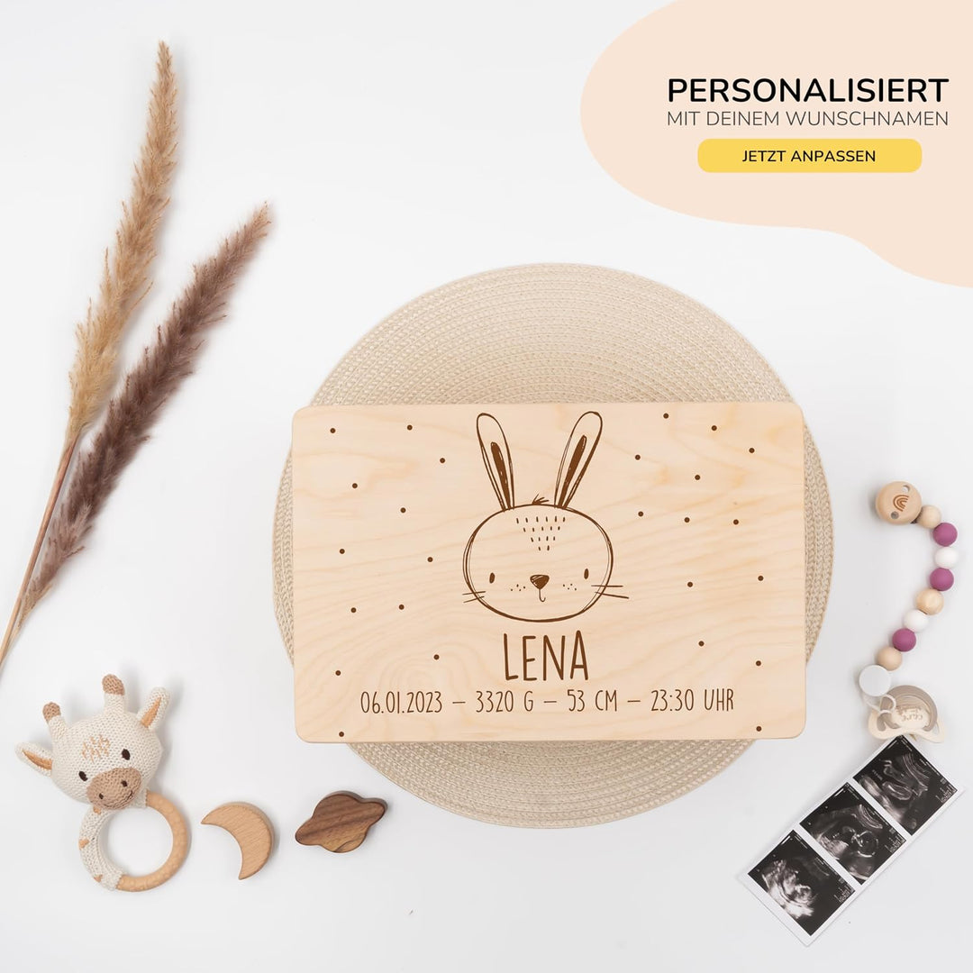 KIDSMOOD - Erinnerungsbox Baby, personalisierte Holzkiste mit Deckel, Ideal zur Aufbewahrung von Eri