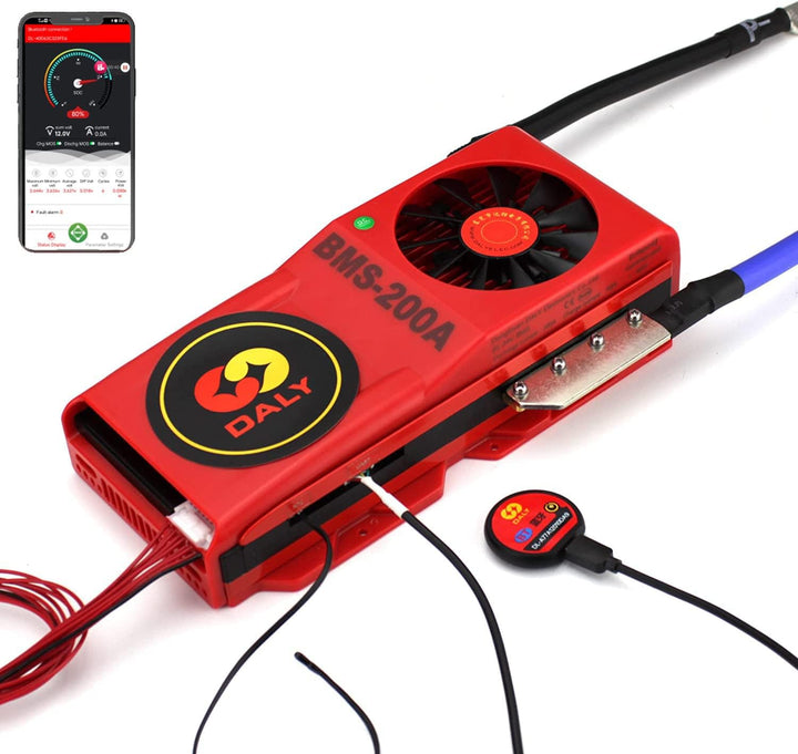 DALY Smart BMS mit Bluetooth für 3.2V LiFePO4 Akkus 4S 8S 16S - Batterie Management System 12V 24V 4