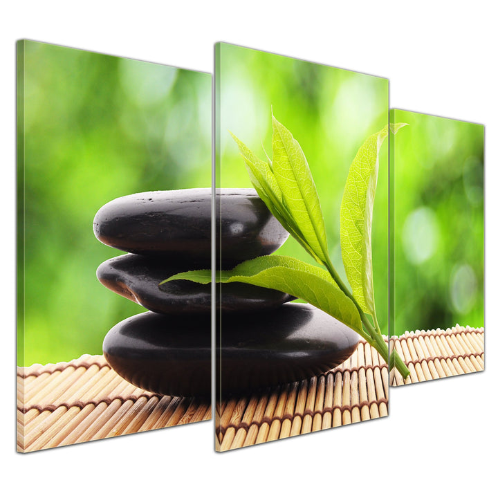 Bilderdepot24 Bild auf Leinwand | Zen Steine V in 100x60 cm mehrteilig als Wandbild | Wand-deko Deko