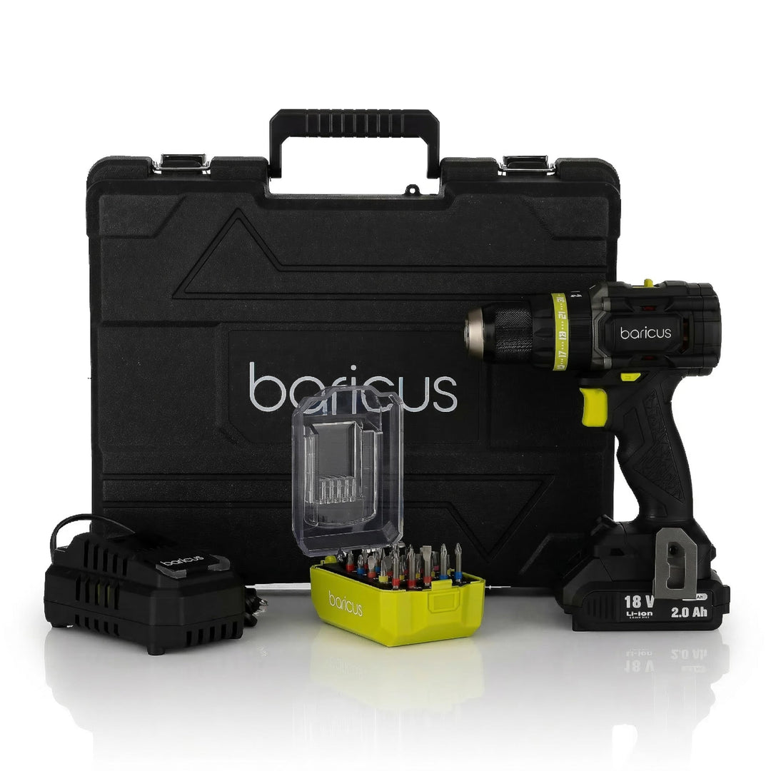 Baricus Akku Schlagbohrschrauber 18V Brushless 75 Nm Digital Display Drehzahlsteuerung 2 Gang 13 mm