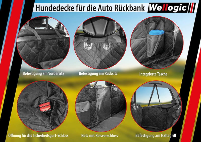 Wellogic Hundedecke Auto Rücksitz Hundematte Rückbank Autoschondecke Wasserdicht Kratzfest Universal