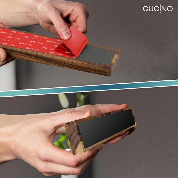 CUCINO Messer Magnetleiste selbstklebend - Vergleichssieger mit extra starkem Magnet - Einfache Mont