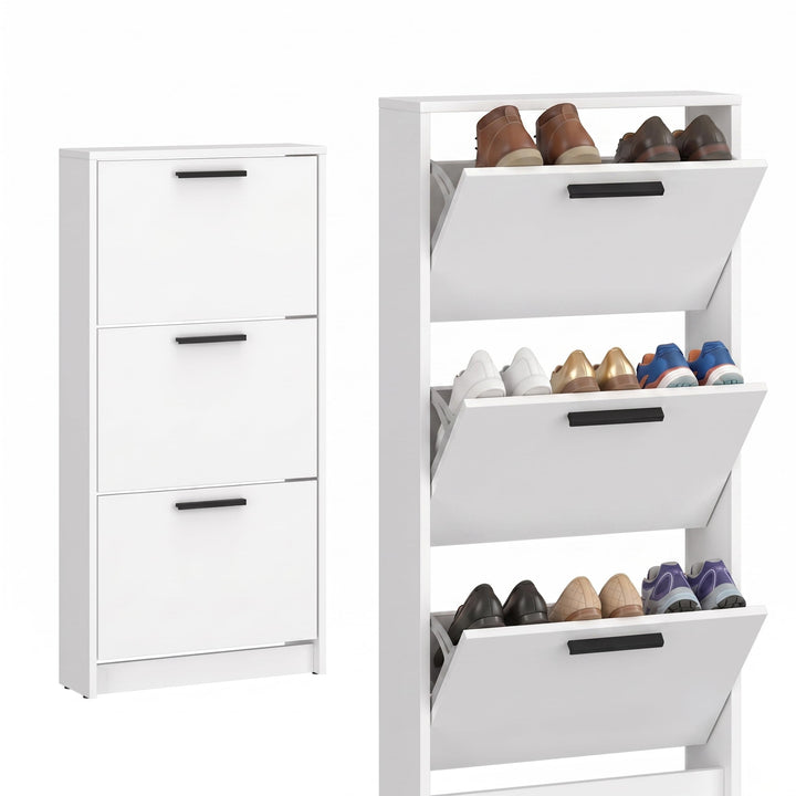 Step Up Schuhschrank Schuhkipper Schmal 52 cm Tiefe 18 cm für Flur | Schlankes Schuhregal für den Fl