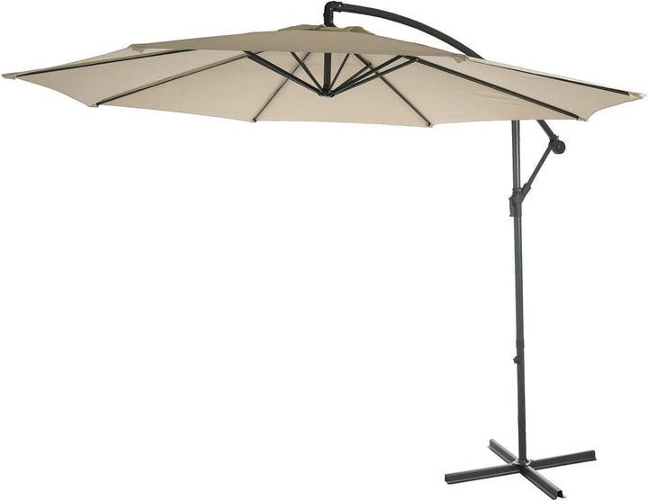 Mendler Ampelschirm Acerra, Sonnenschirm Sonnenschutz, Ø 3m neigbar, Polyester/Stahl 11kg mit Stände