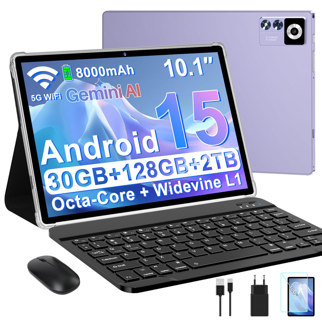 ZIOVO Android 15 Tablet 10 Zoll Gemini AI, 30GB RAM+128GB ROM(TF 1TB), 5G WLAN, Octa-Core 2.0GHz, Wi