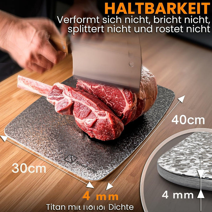 Titan Schneidebrett 100% Reintitan 40x30cm – Schneidebrett Titan Doppelseitig &amp; Antibakteriell – Tit