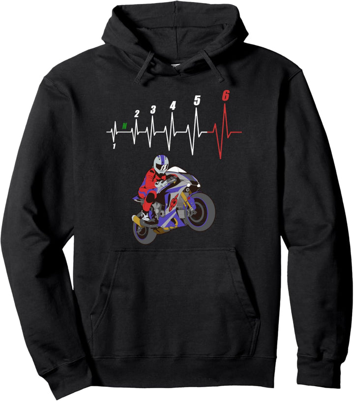Wheelie Herzschlag, Biker Motorrad, Motorradfahrer Superbike Pullover Hoodie