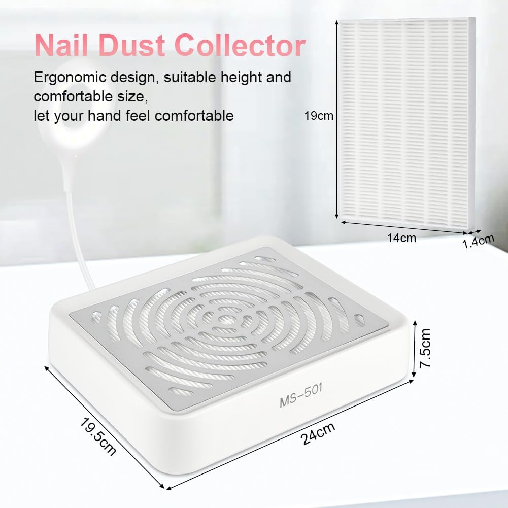 HOTUT Nagelstaubabsauger, Leistungsstarker Nagelsauger mit Filter & Lampe, Professionelle Staubabsau
