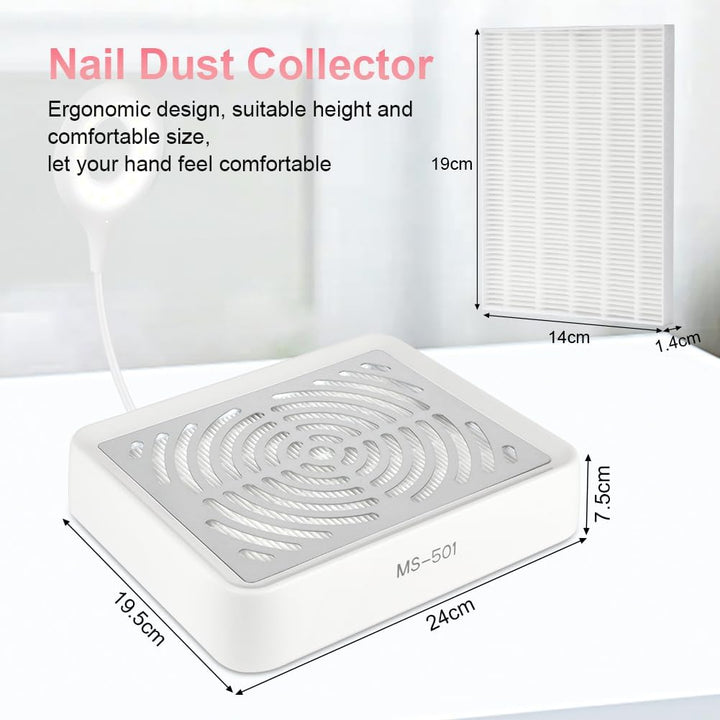 HOTUT Nagelstaubabsauger, Leistungsstarker Nagelsauger mit Filter & Lampe, Professionelle Staubabsau
