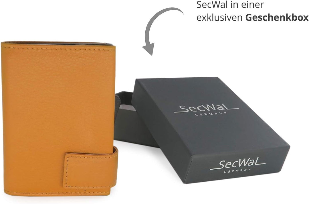 SecWal Kartenetui mit Münzfach Reissverschluss (Gelb), Gelb