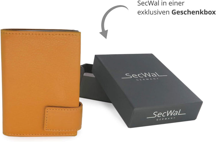 SecWal Kartenetui mit Münzfach Reissverschluss (Gelb), Gelb