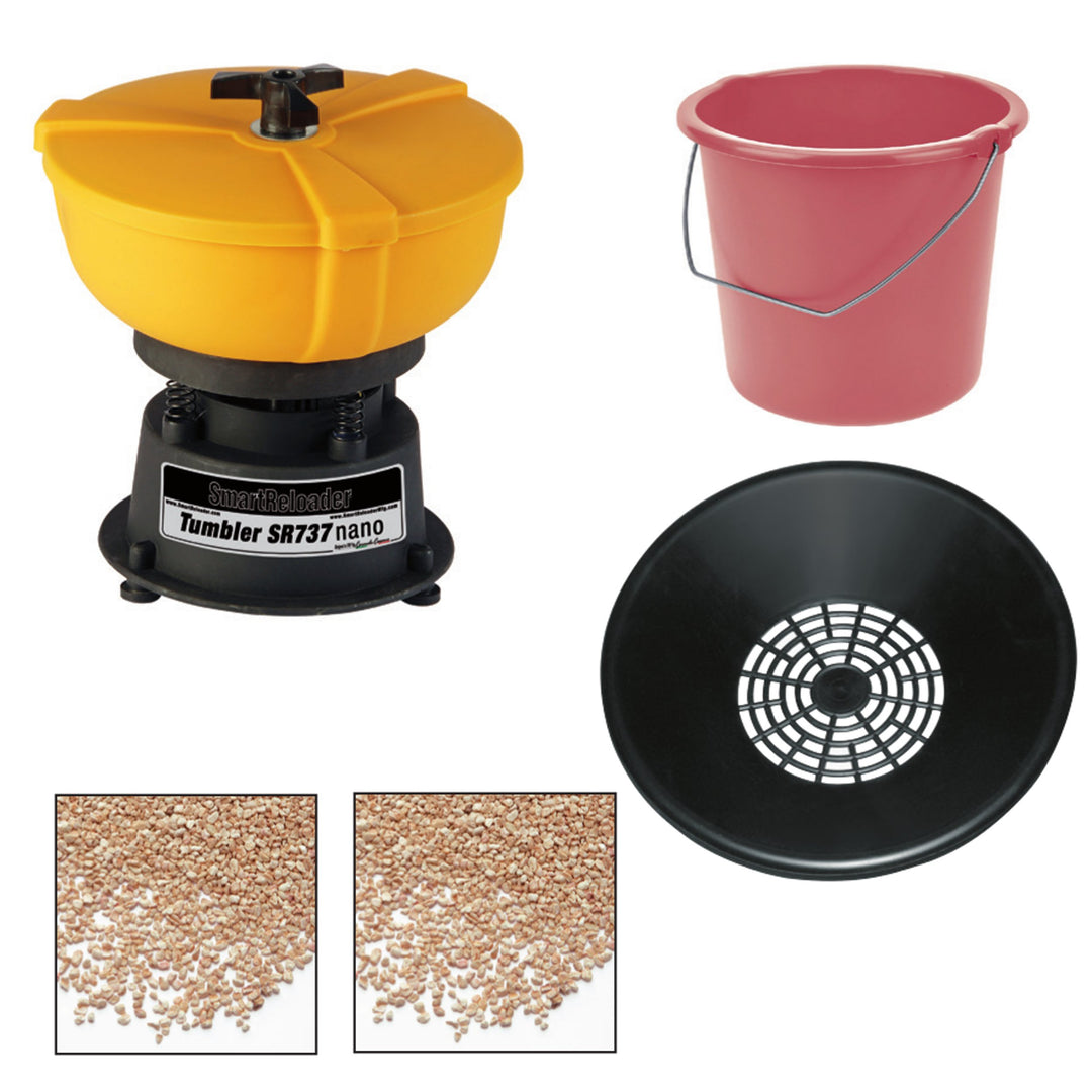 SMARTRELOADER Komplett-Set Hülsenreinigungsgerät SR737, Sieb, Eimer, 2Kg. Reinigungsgranulat und 2Kg