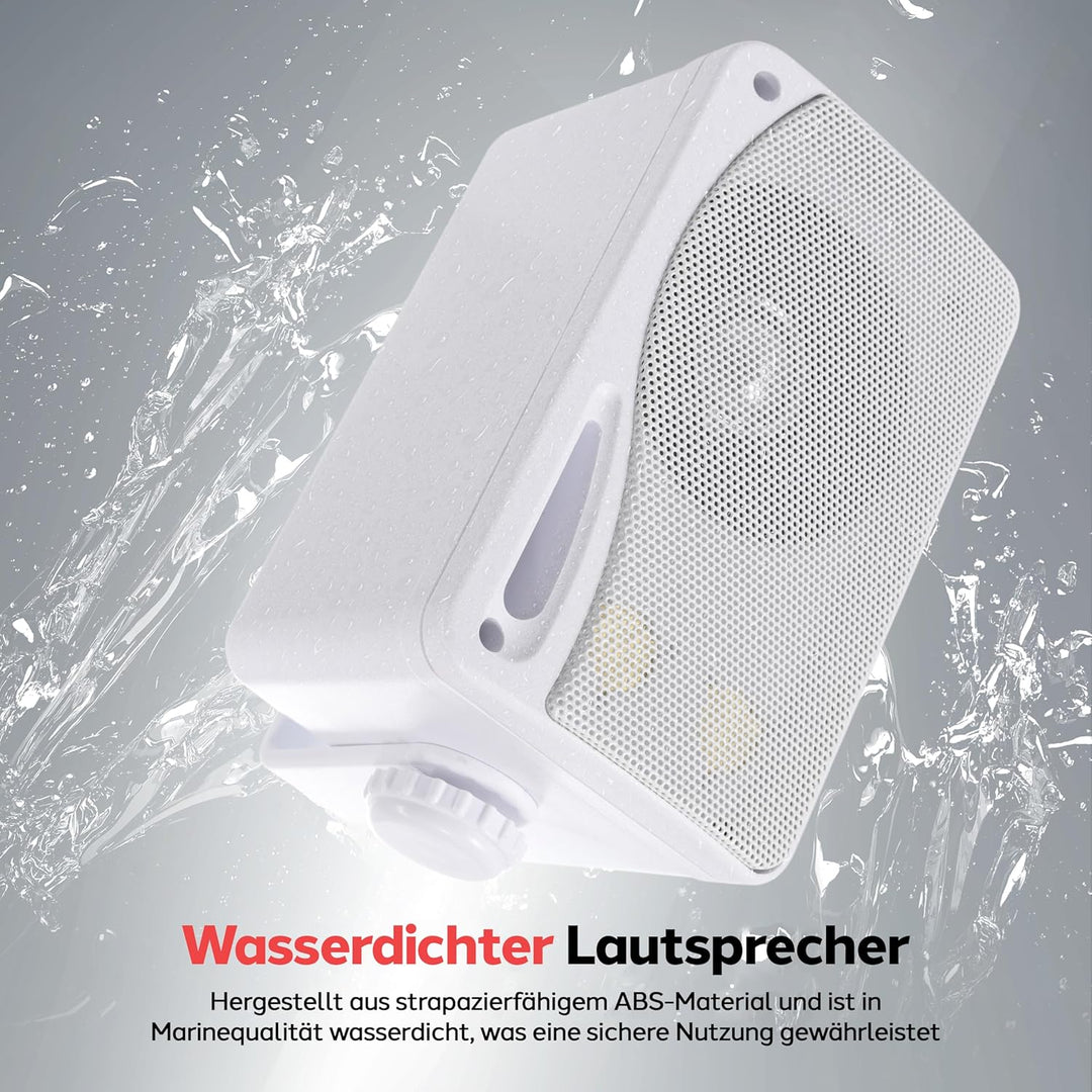 Pyle Wasserdichte Lautsprecher 3.5-Zoll-200-Watt 3-Wege Wetterfeste Mini Box, Weiss, PLMR24, Weiss