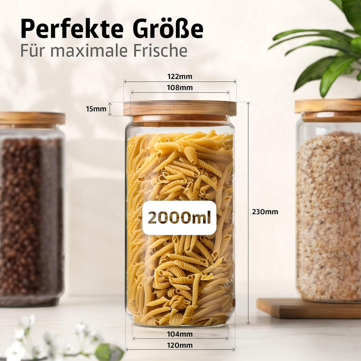 ElbFuchs® Vorratsgläser mit Deckel luftdicht NEU | 2x 2000ml [BPA-FREI & MOTTENSICHER] Vorratsdosen